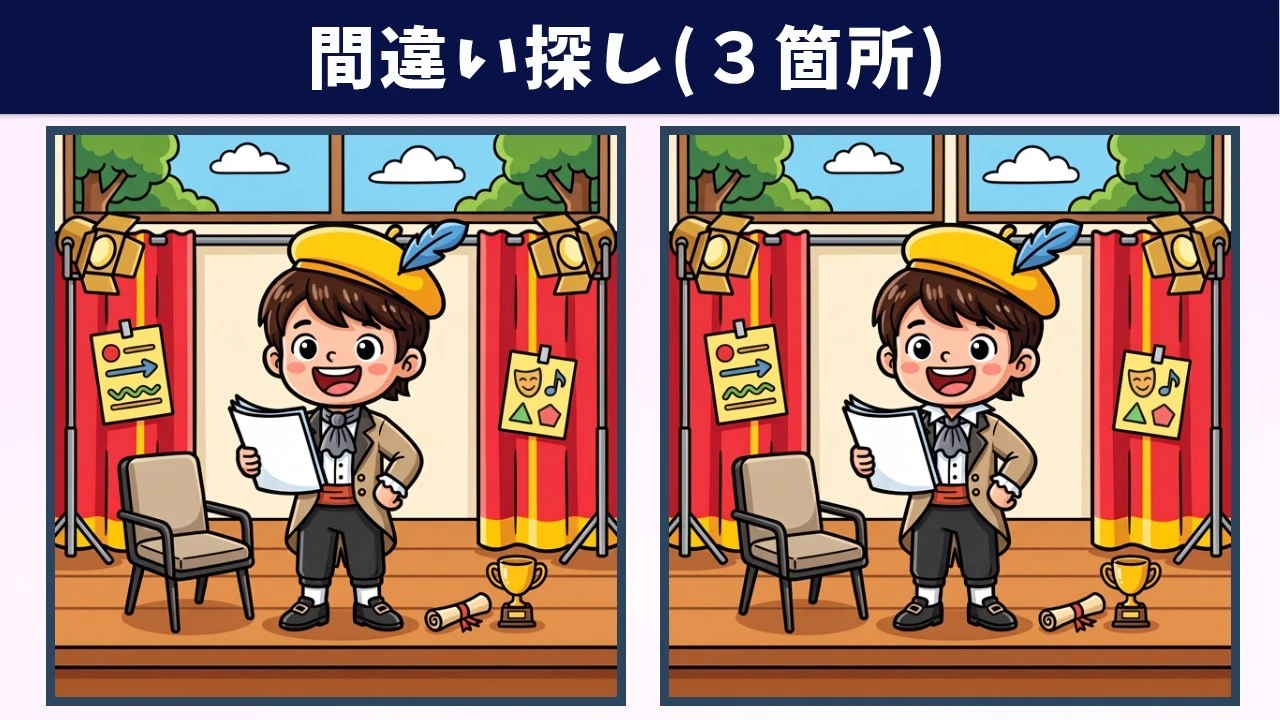 【間違い探し】好きなときに脳トレを楽しもう！集中して探したい絵の問題集！イラスト編【クイズ】